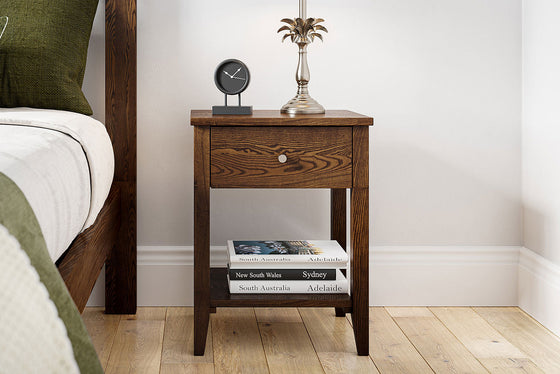 Ivy Wide 1 Drawer Bedside Table - Ash