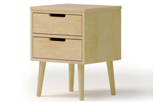  Cairo 2 Drawer Bedside Table - Pine