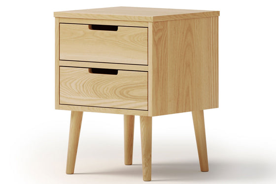 Cairo 2 Drawer Bedside Table - Ash