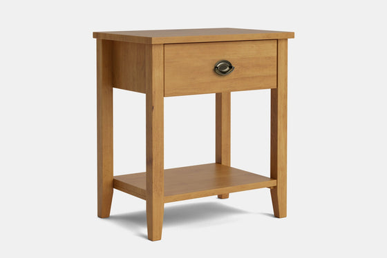 Ivy Wide 1 Drawer Bedside Table - Pine