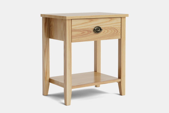 Ivy Wide 1 Drawer Bedside Table - Ash