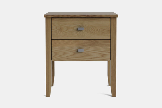 Ivy Wide 2 Drawer Bedside Table - Ash