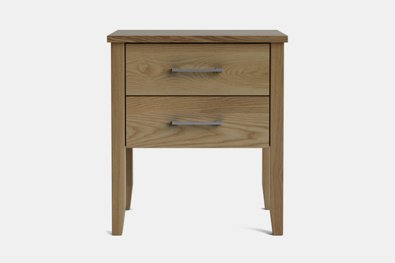 Ivy Wide 2 Drawer Bedside Table - Ash