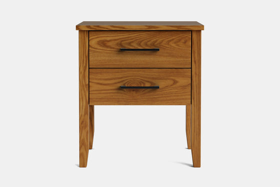 Ivy Wide 2 Drawer Bedside Table - Ash