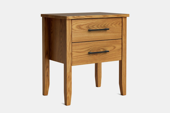 Ivy Wide 2 Drawer Bedside Table - Ash