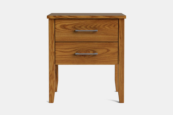 Ivy Wide 2 Drawer Bedside Table - Ash