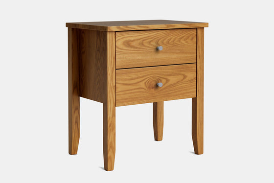 Ivy Wide 2 Drawer Bedside Table - Ash