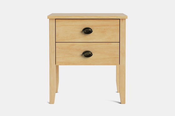 Ivy Wide 2 Drawer Bedside Table - Pine