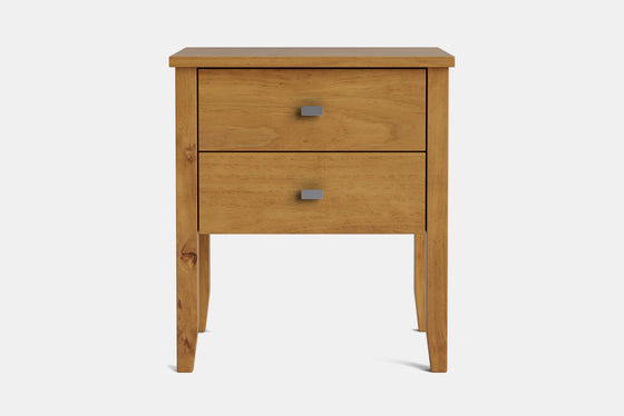 Ivy Wide 2 Drawer Bedside Table - Pine