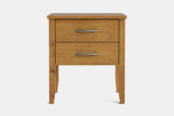 Ivy Wide 2 Drawer Bedside Table - Pine