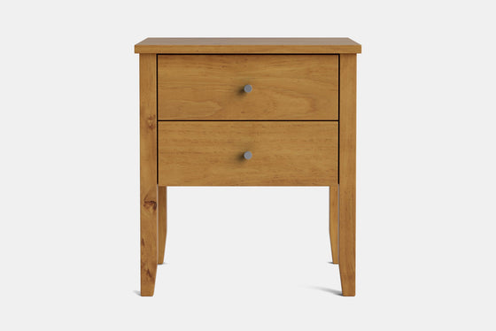 Ivy Wide 2 Drawer Bedside Table - Pine