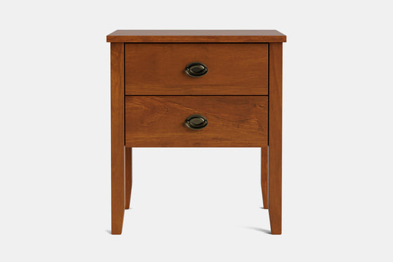 Ivy Wide 2 Drawer Bedside Table - Pine