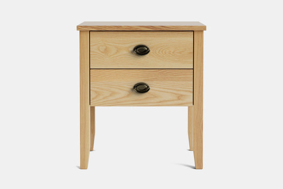 Ivy Wide 2 Drawer Bedside Table - Ash