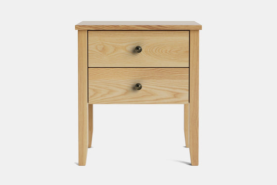 Ivy Wide 2 Drawer Bedside Table - Ash