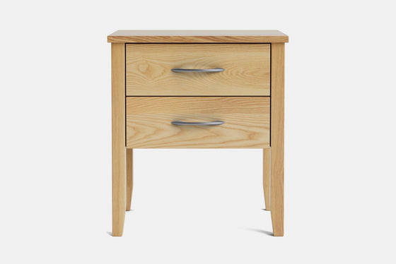 Ivy Wide 2 Drawer Bedside Table - Ash