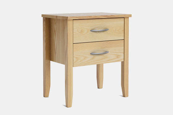 Ivy Wide 2 Drawer Bedside Table - Ash