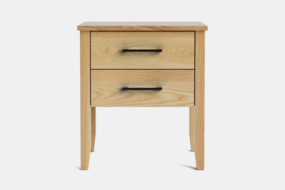 Ivy Wide 2 Drawer Bedside Table - Ash