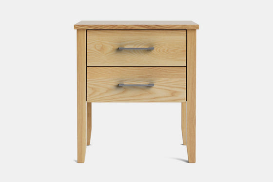 Ivy Wide 2 Drawer Bedside Table - Ash