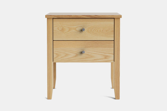 Ivy Wide 2 Drawer Bedside Table - Ash