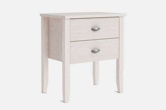 Ivy Wide 2 Drawer Bedside Table - Ash