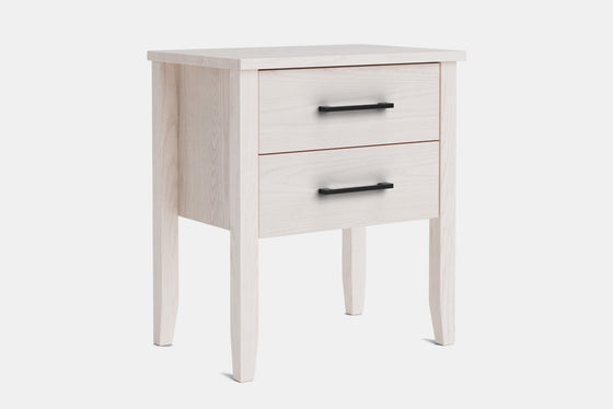 Ivy Wide 2 Drawer Bedside Table - Ash