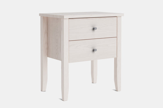 Ivy Wide 2 Drawer Bedside Table - Ash