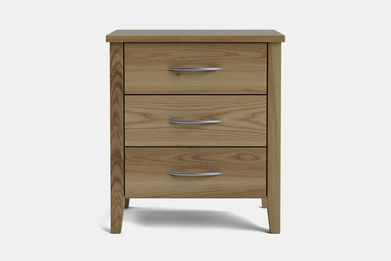 Ivy Wide 3 Drawer Bedside Table - Ash