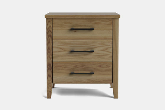 Ivy Wide 3 Drawer Bedside Table - Ash