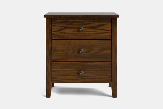 Ivy Wide 3 Drawer Bedside Table - Ash