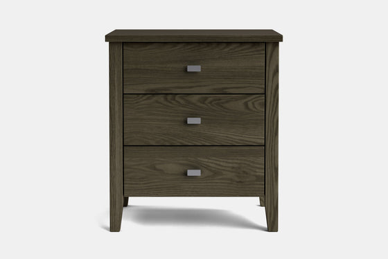 Ivy Wide 3 Drawer Bedside Table - Ash