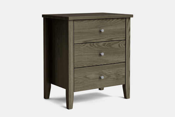 Ivy Wide 3 Drawer Bedside Table - Ash