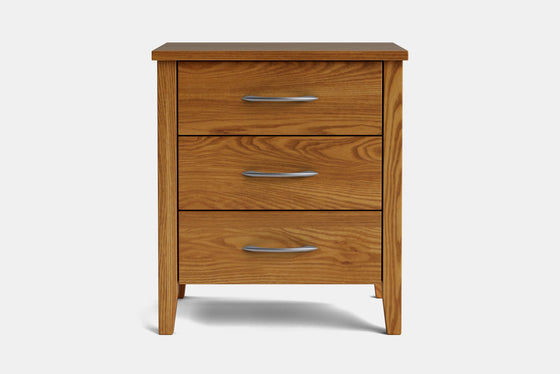 Ivy Wide 3 Drawer Bedside Table - Ash