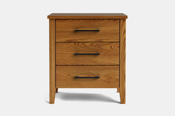 Ivy Wide 3 Drawer Bedside Table - Ash