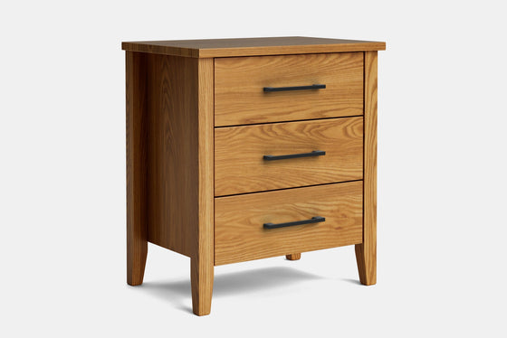 Ivy Wide 3 Drawer Bedside Table - Ash