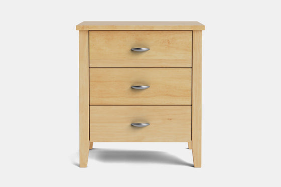 Ivy Wide 3 Drawer Bedside Table - Pine