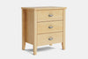 Ivy Wide 3 Drawer Bedside Table - Pine