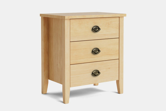 Ivy Wide 3 Drawer Bedside Table - Pine