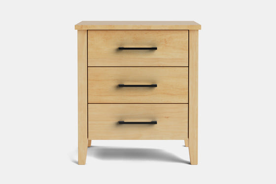 Ivy Wide 3 Drawer Bedside Table - Pine