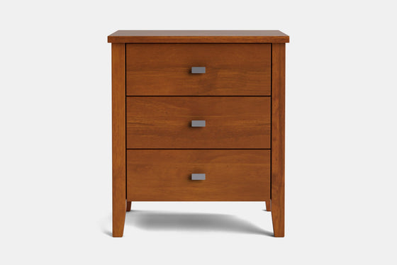 Ivy Wide 3 Drawer Bedside Table - Pine