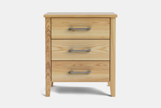 Ivy Wide 3 Drawer Bedside Table - Ash