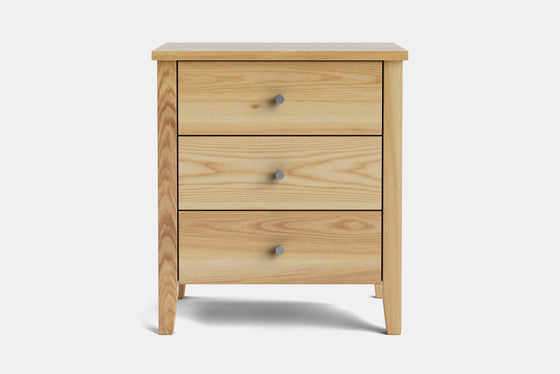 Ivy Wide 3 Drawer Bedside Table - Ash