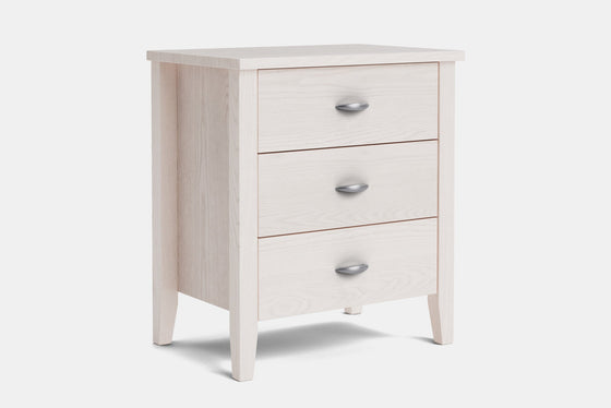 Ivy Wide 3 Drawer Bedside Table - Ash