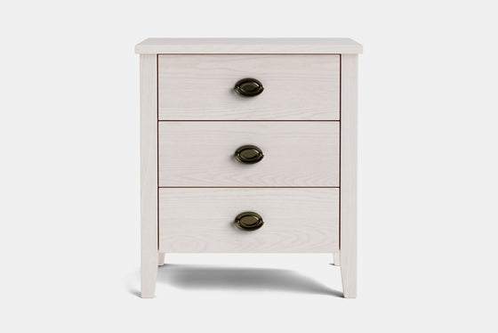 Ivy Wide 3 Drawer Bedside Table - Ash