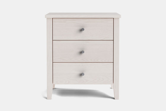 Ivy Wide 3 Drawer Bedside Table - Ash