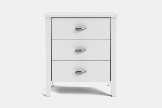 Ivy Wide 3 Drawer Bedside Table - Pine