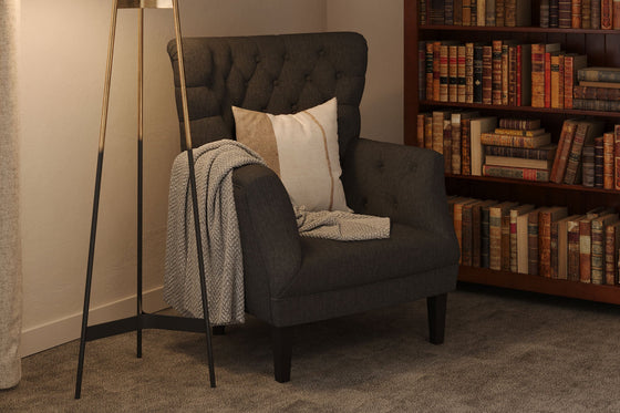 Wingback Armchair – Charcoal Fabric