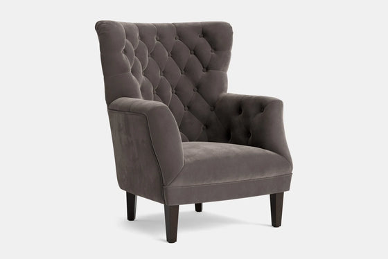 Wingback Armchair – Grey Velvet